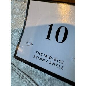 NWT White House Black Market Silver Metallic Skinny Jeans Size 10 Mid Rise Ankle